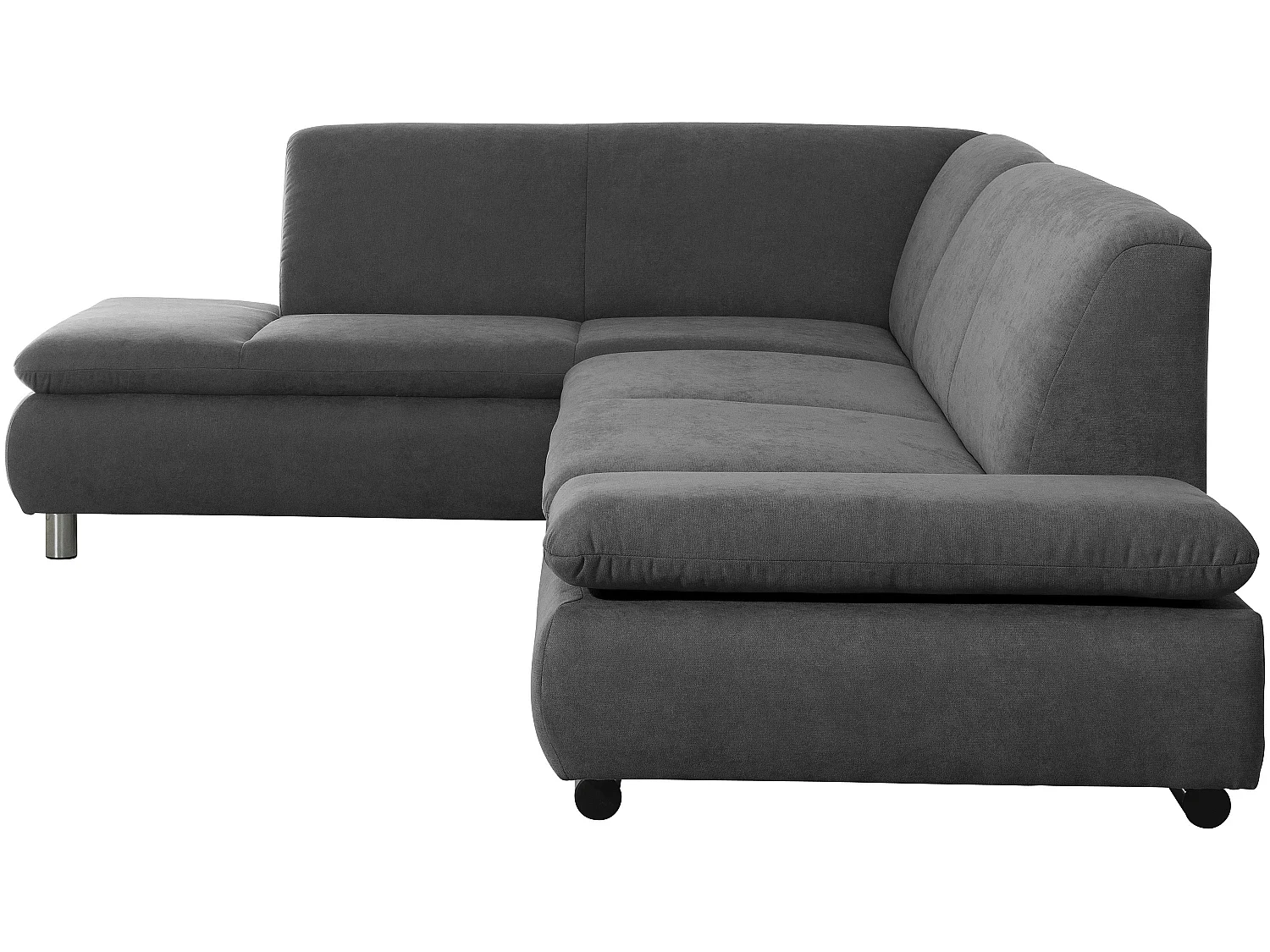 Ecksofa links mit Sofa 2,5-Sitzer rechts - Flachgewebe - anthrazit - Terrence