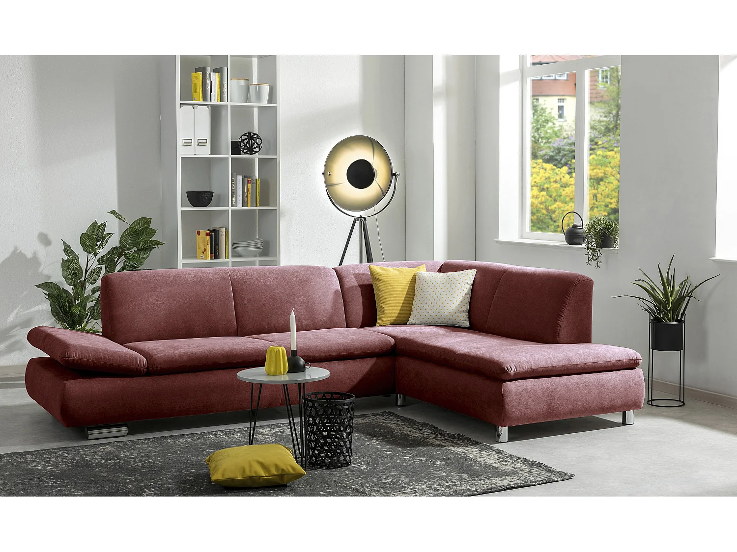 Sofa 2,5-Sitzer links mit Ecksofa rechts - Flachgewebe - rot - Terrence