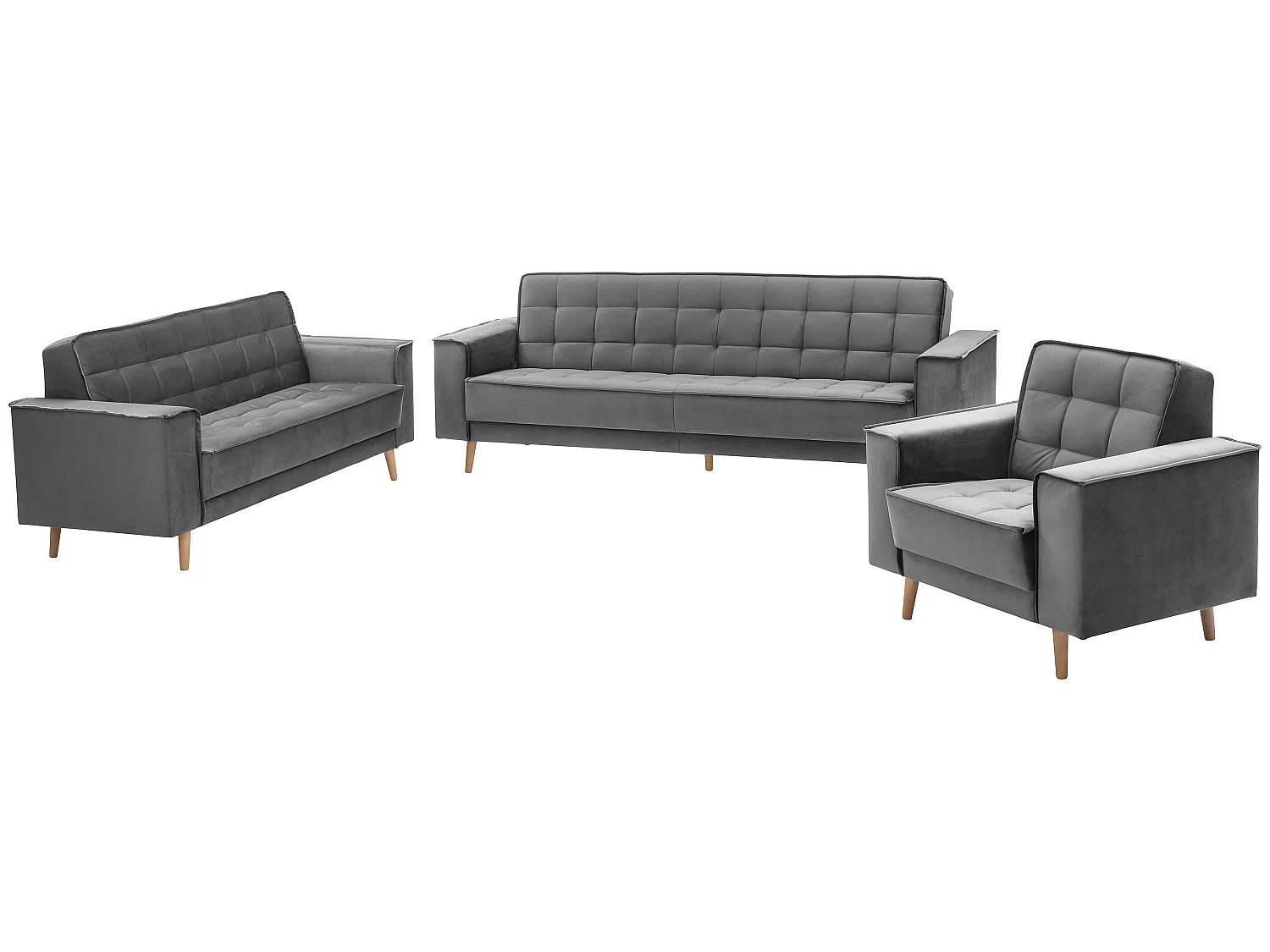 Sessel - Samtvelours - anthrazit - Jolene