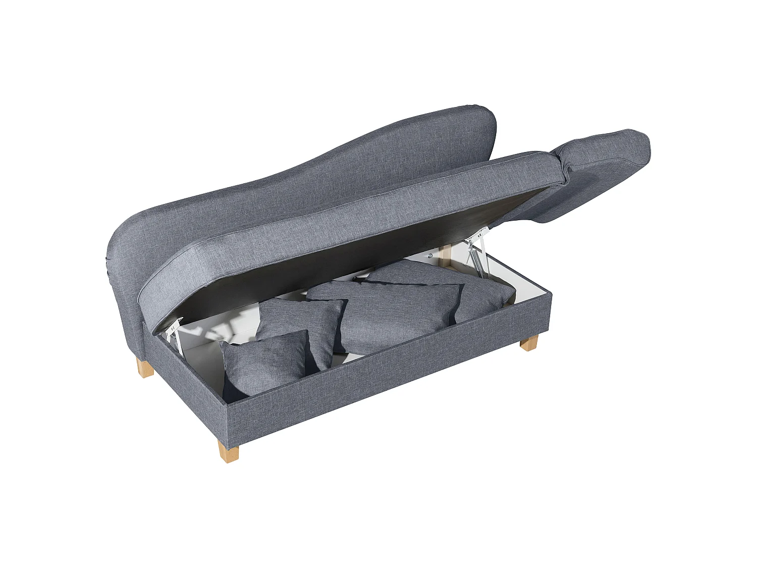 Recamiere mit Armteil rechts klappbar - Flachgewebe - denim - Selma