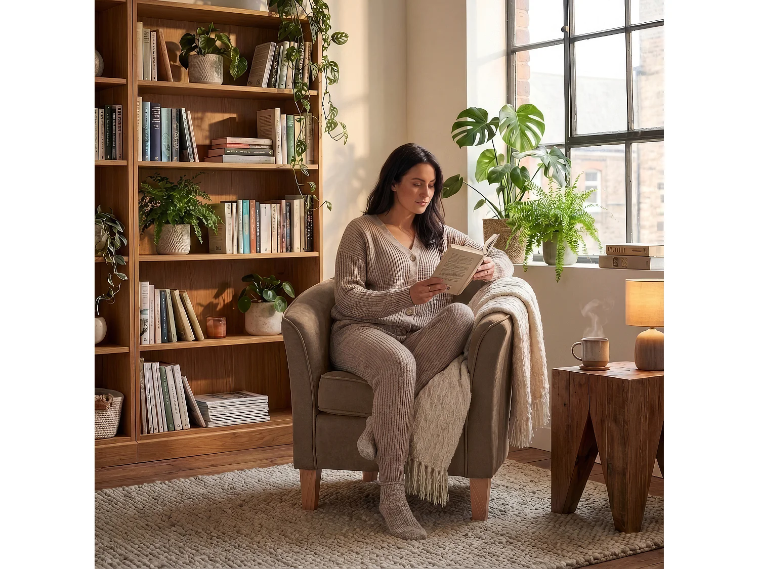 Sessel - Velourstoff - sahara - Livia