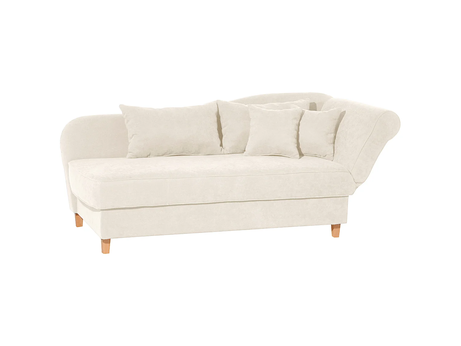 Recamiere mit Armteil rechts klappbar - Velourstoff - creme - Selma