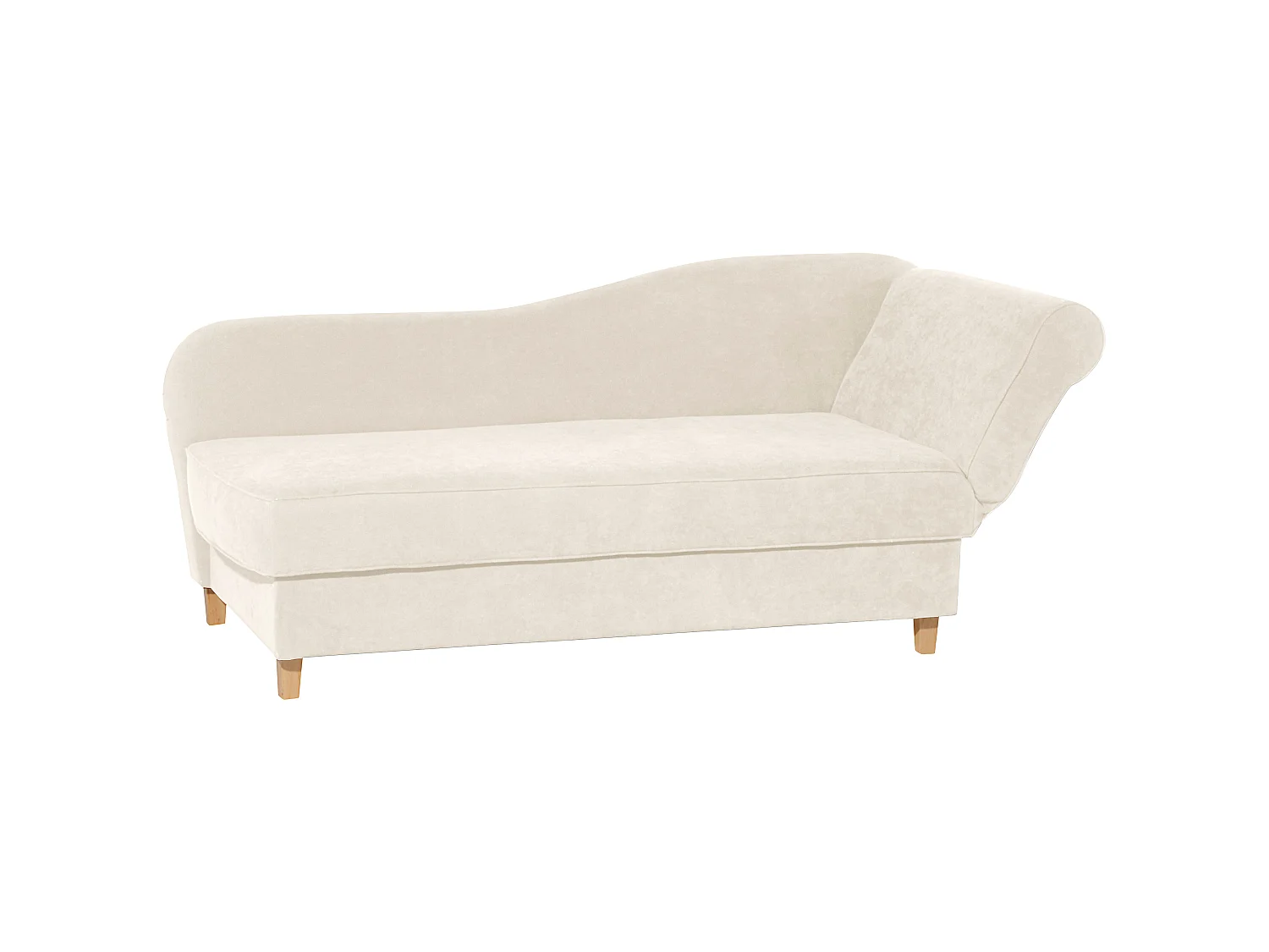 Recamiere mit Armteil rechts klappbar - Velourstoff - creme - Selma