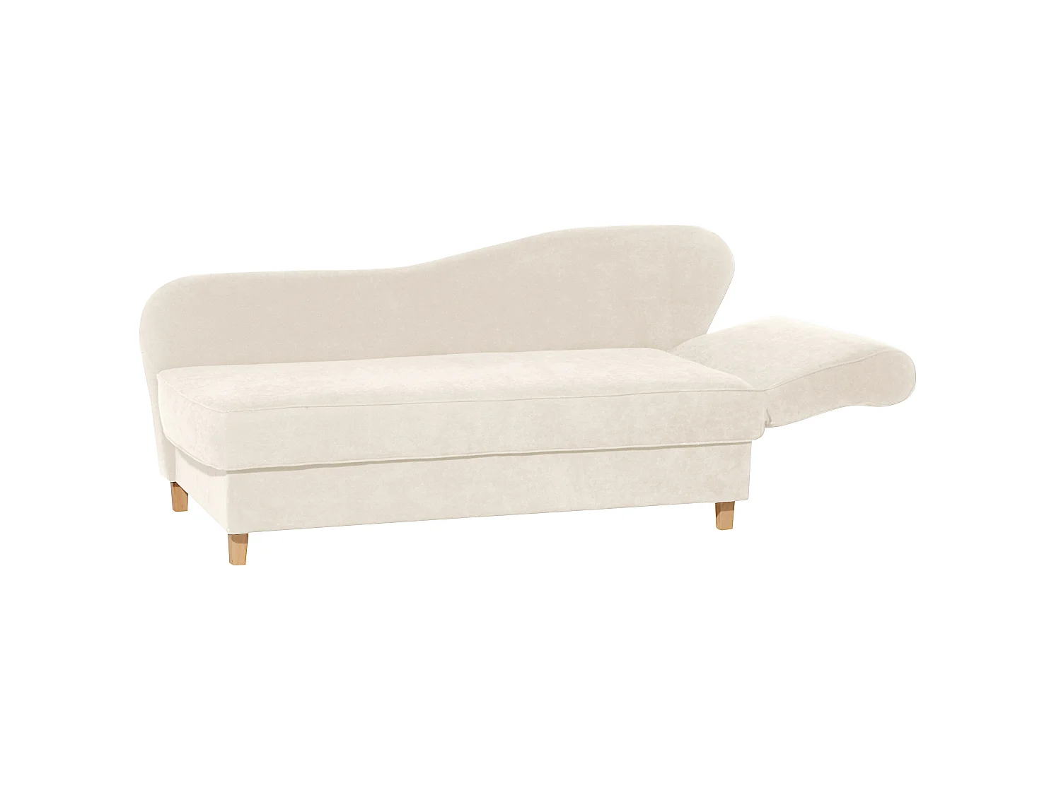 Recamiere mit Armteil rechts klappbar - Velourstoff - creme - Selma