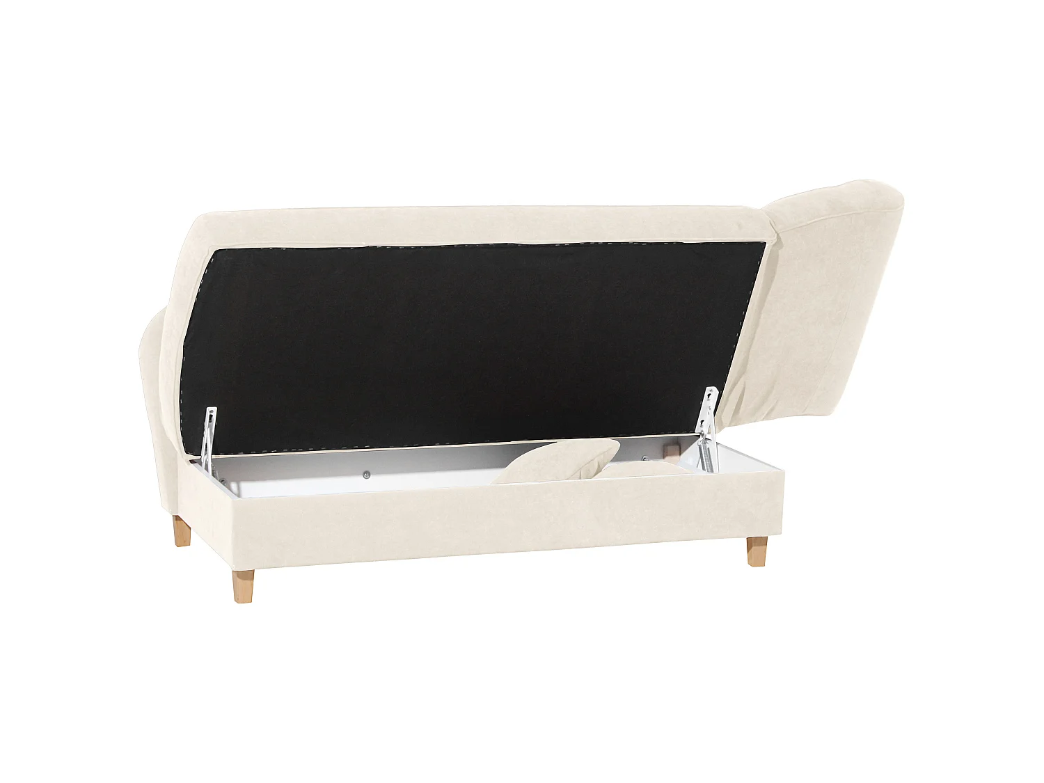 Recamiere mit Armteil rechts klappbar - Velourstoff - creme - Selma