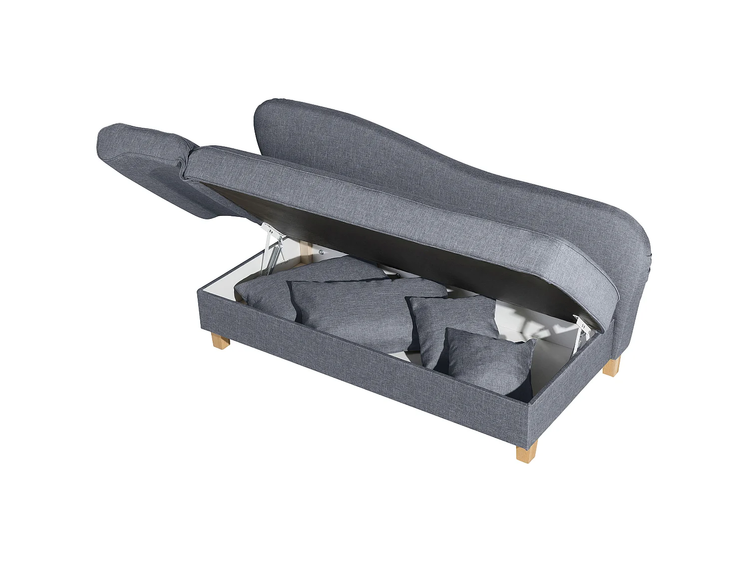Recamiere mit Armteil links klappbar - Flachgewebe - denim - Selma