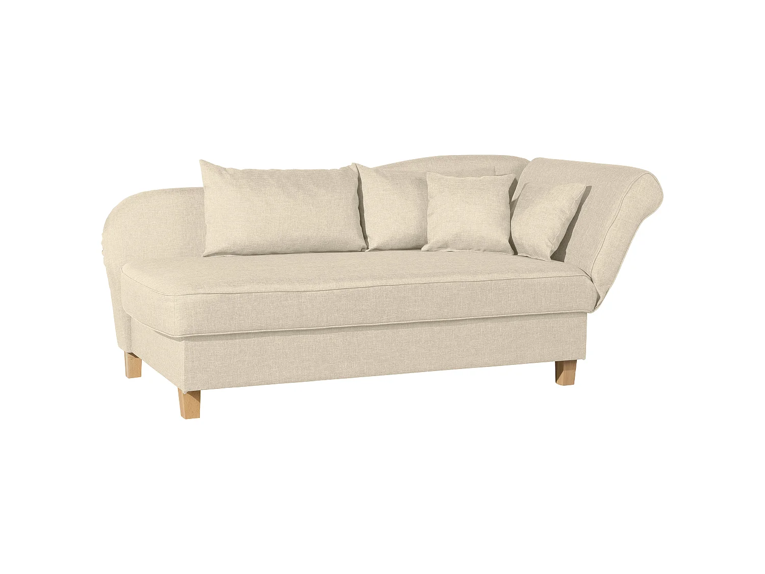 Recamiere mit Armteil rechts klappbar - Flachgewebe - beige - Selma