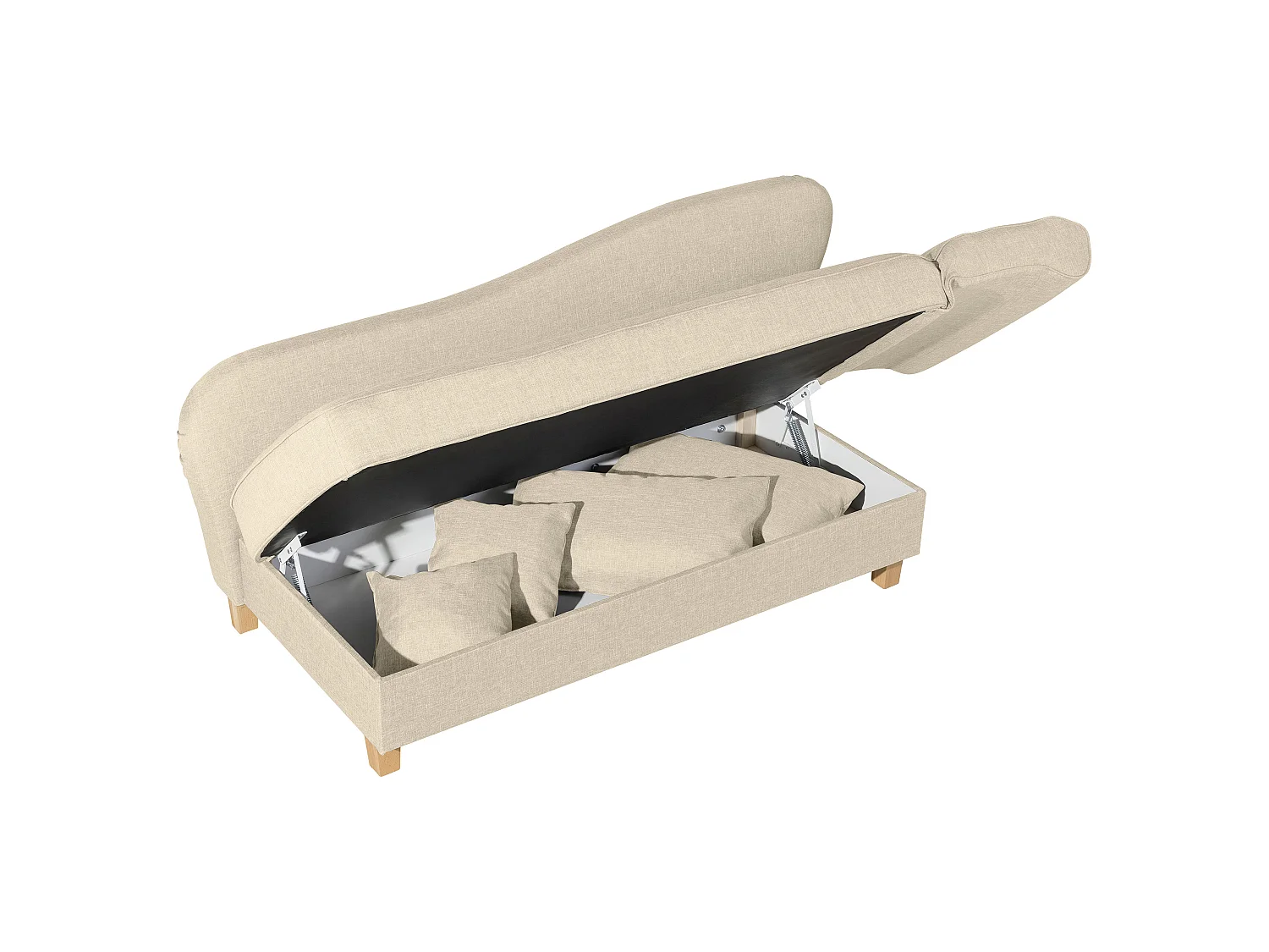 Recamiere mit Armteil rechts klappbar - Flachgewebe - beige - Selma