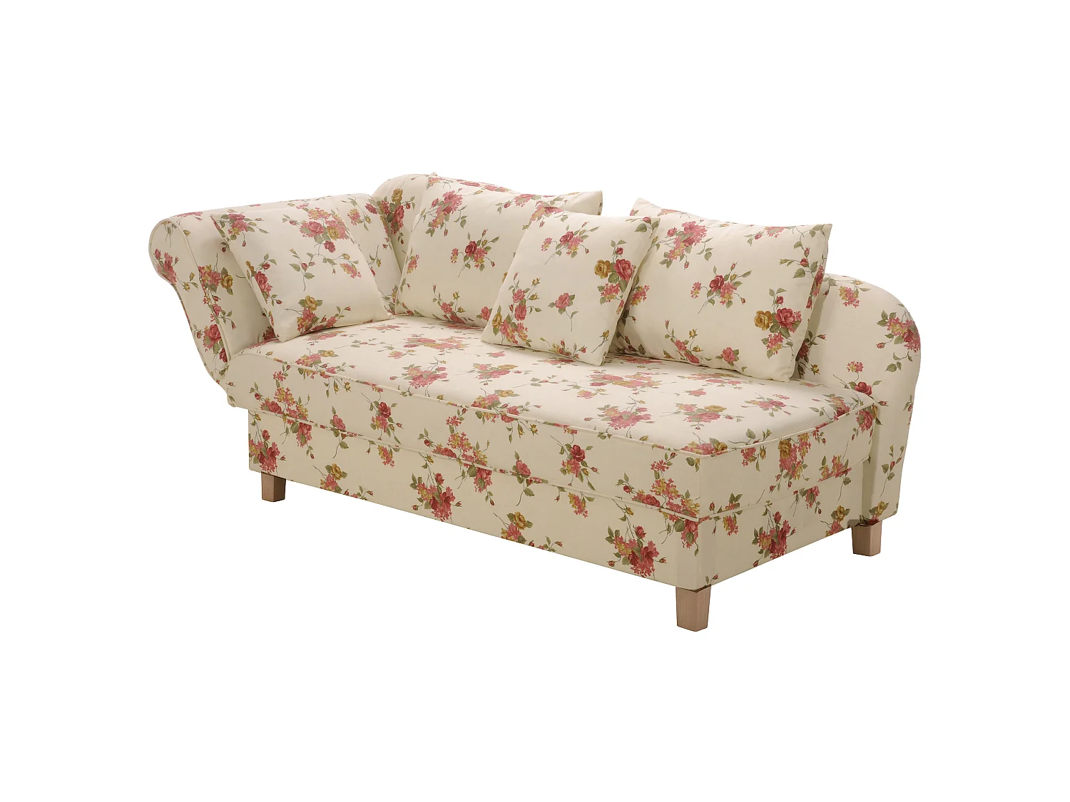 Recamiere mit Armteil links klappbar - Flachgewebe - beige - Selma