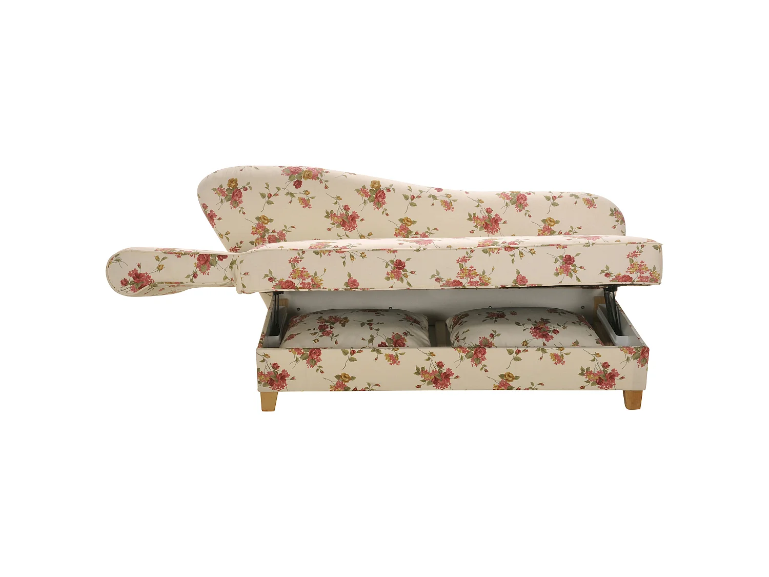 Recamiere mit Armteil links klappbar - Flachgewebe - beige - Selma