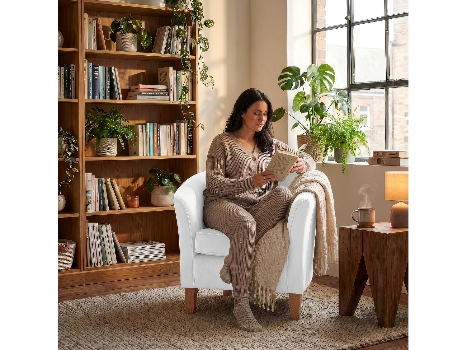 Sessel - Velourstoff - creme - Livia