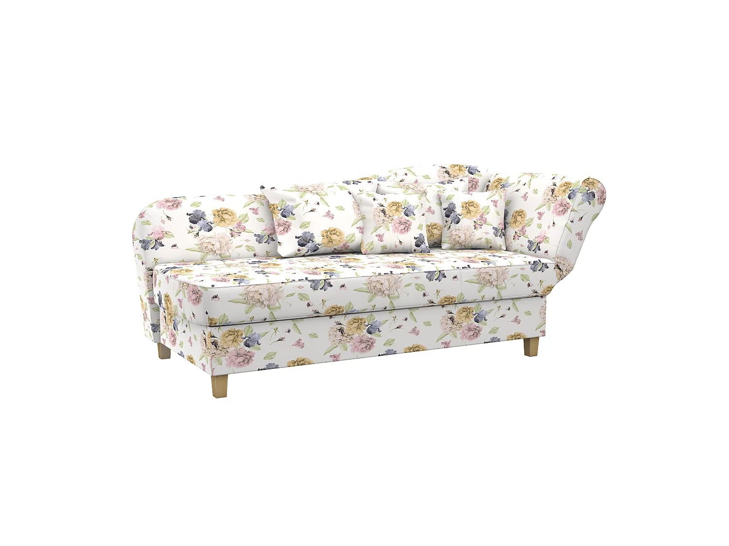 Recamiere mit Armteil rechts klappbar - Flachgewebe - beige - Selma