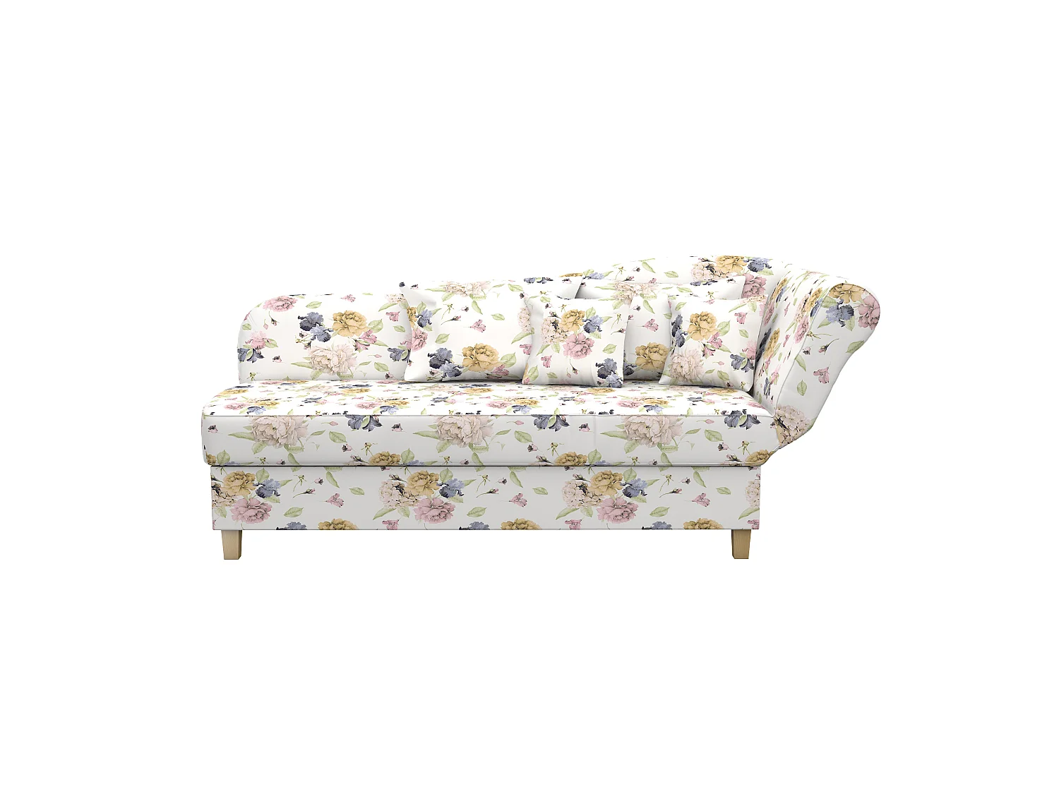 Recamiere mit Armteil rechts klappbar - Flachgewebe - beige - Selma
