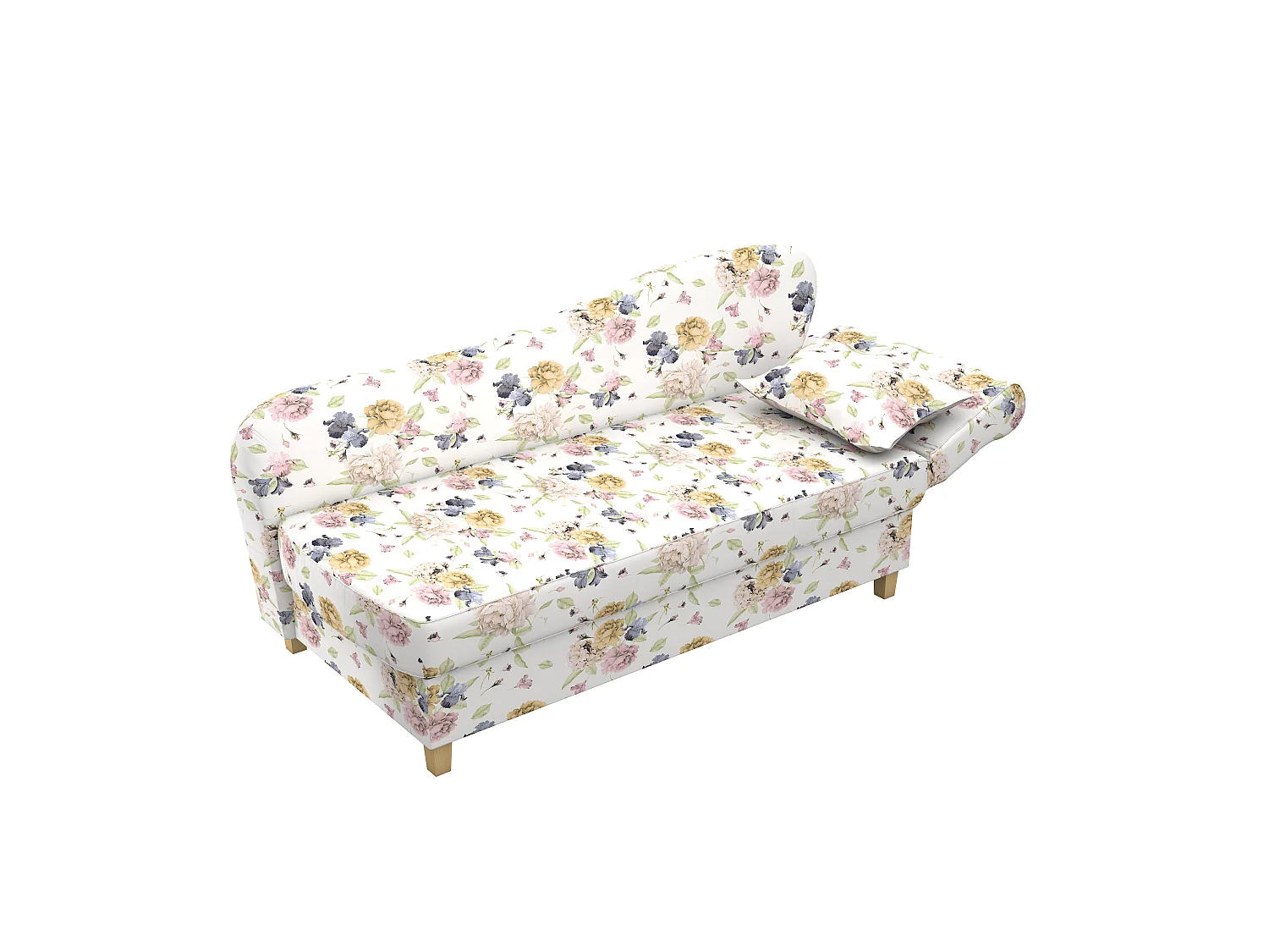 Recamiere mit Armteil rechts klappbar - Flachgewebe - beige - Selma
