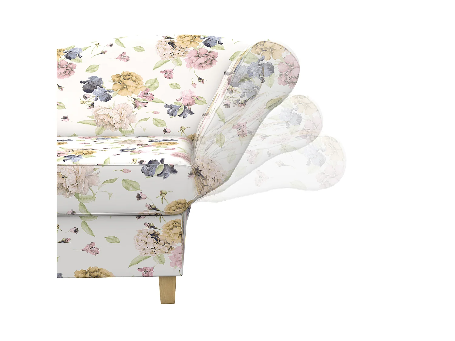 Recamiere mit Armteil rechts klappbar - Flachgewebe - beige - Selma