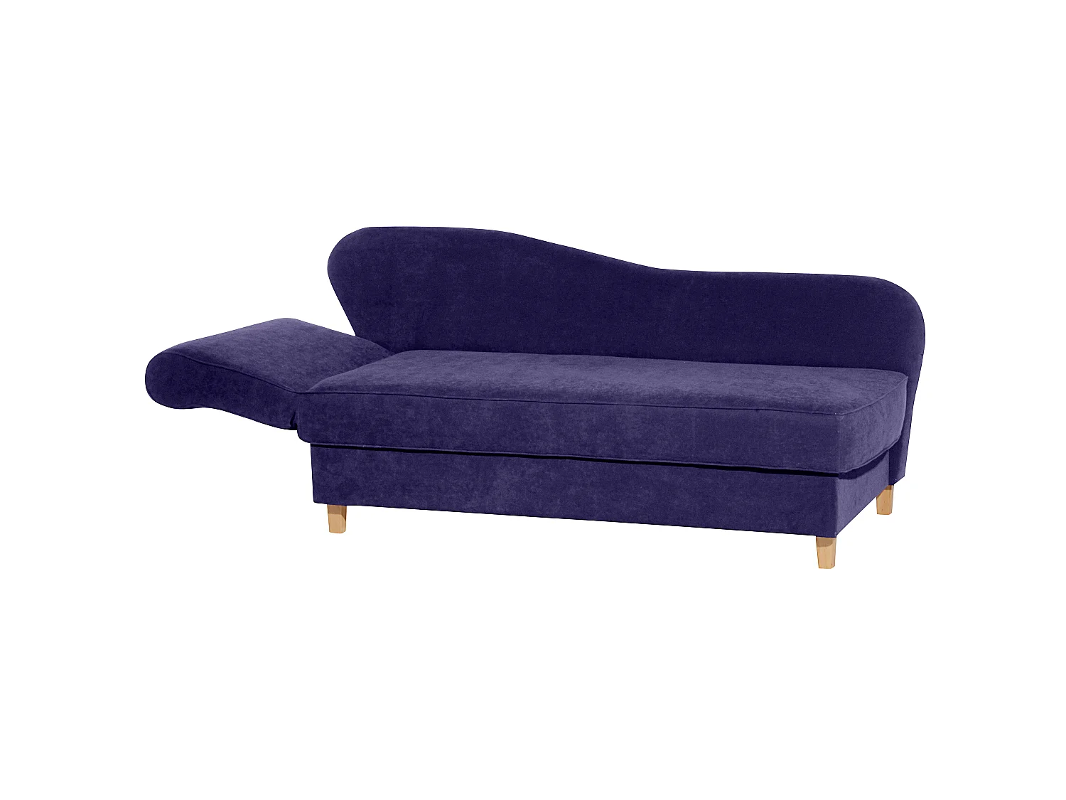 Recamiere mit Armteil links klappbar - Velourstoff - violett - Selma
