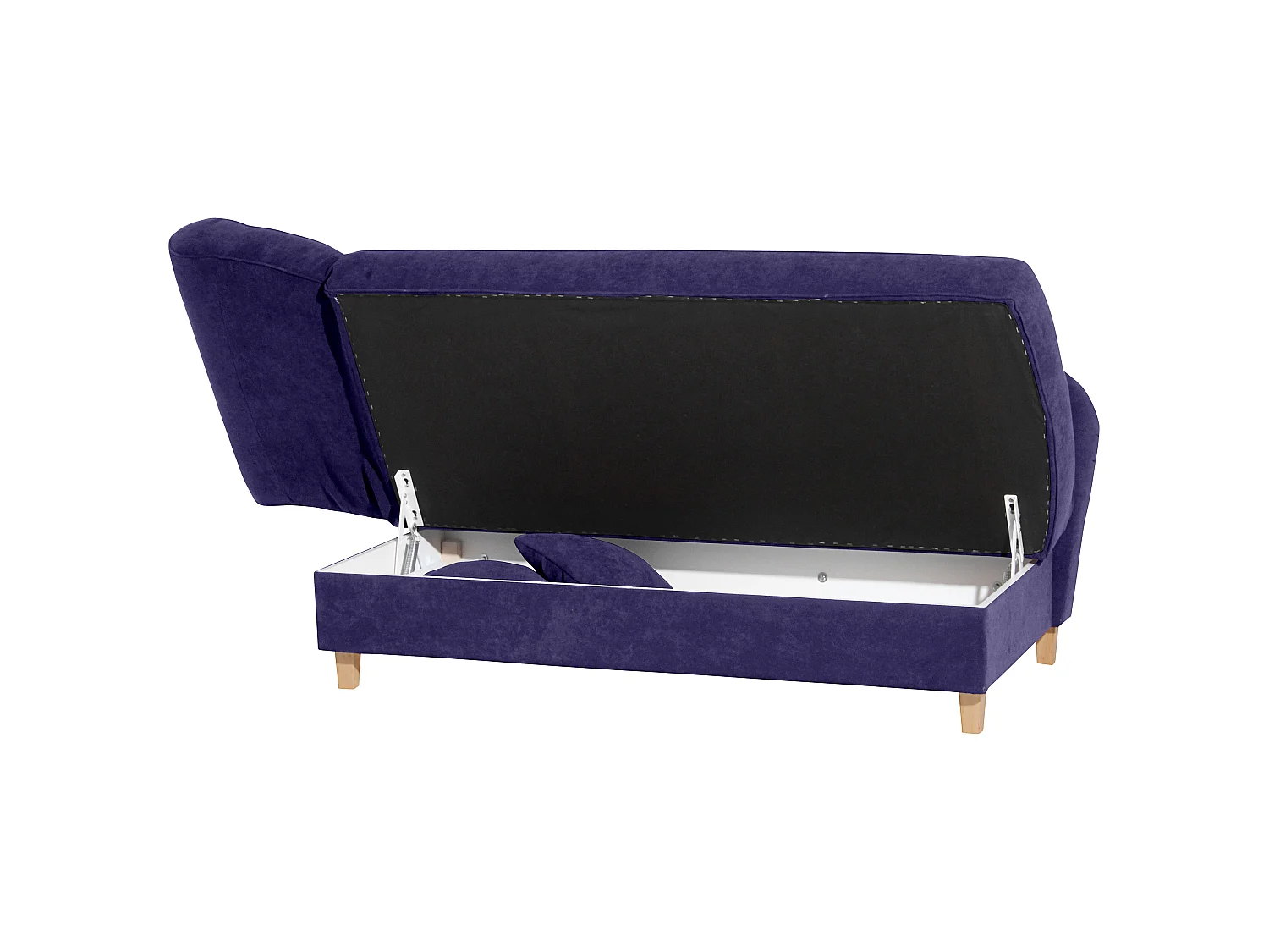 Recamiere mit Armteil links klappbar - Velourstoff - violett - Selma