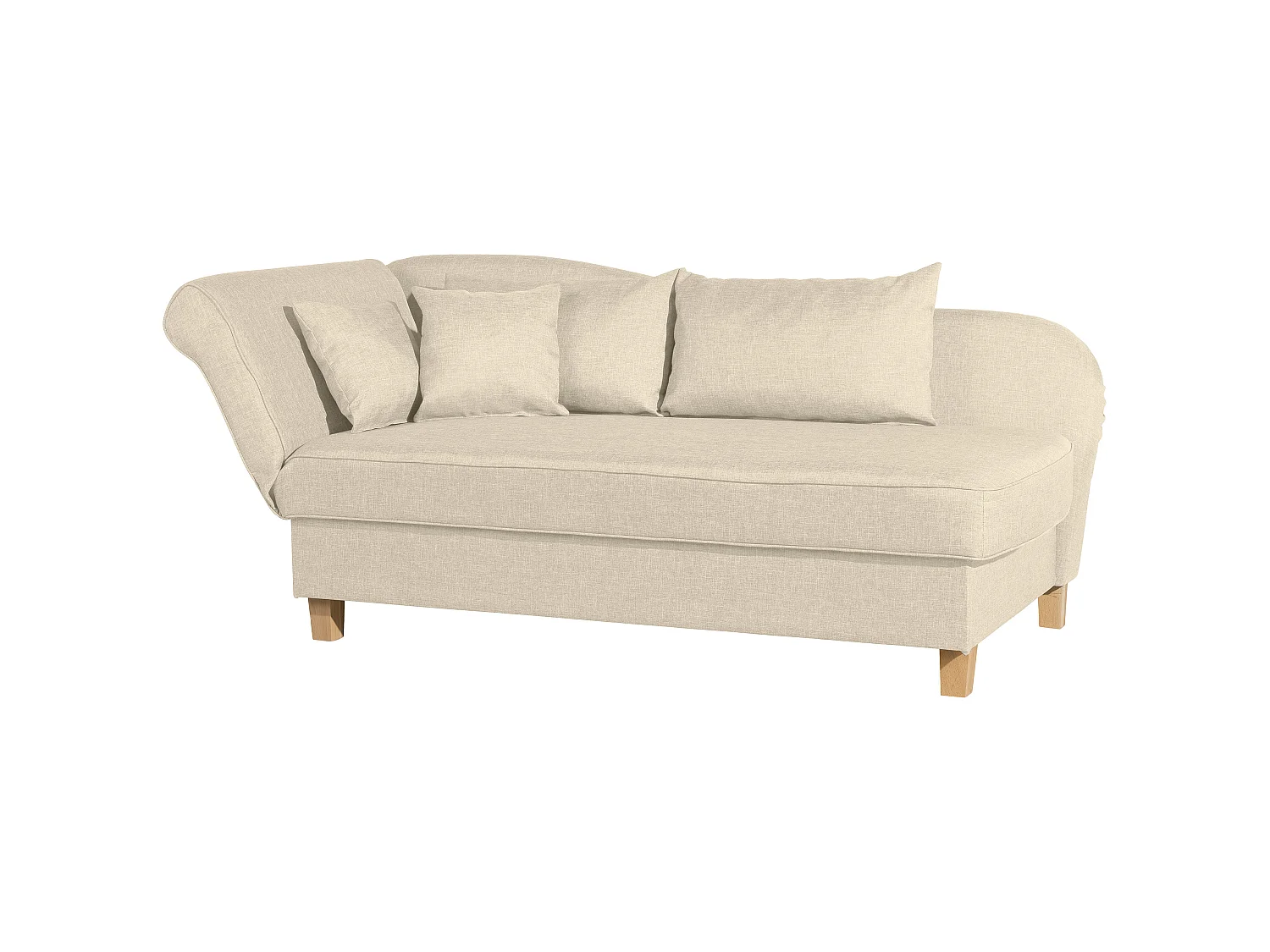 Recamiere mit Armteil links klappbar - Flachgewebe - beige - Selma