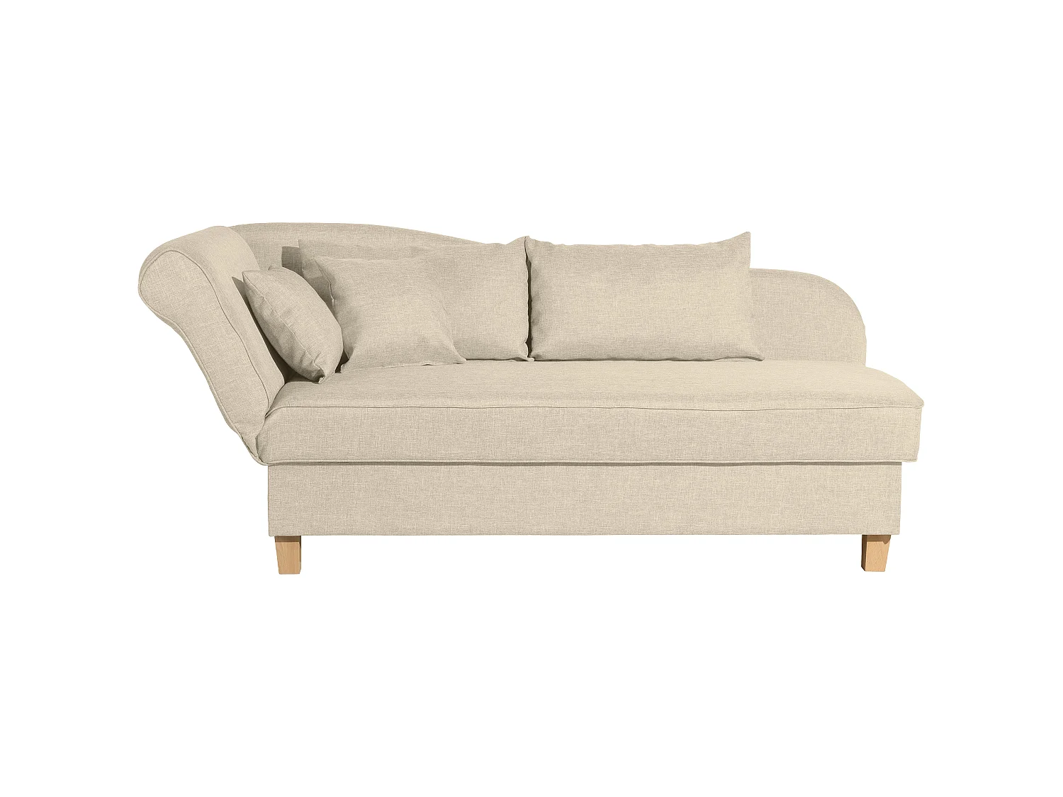 Recamiere mit Armteil links klappbar - Flachgewebe - beige - Selma