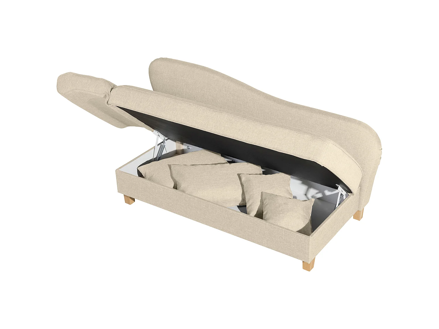 Recamiere mit Armteil links klappbar - Flachgewebe - beige - Selma