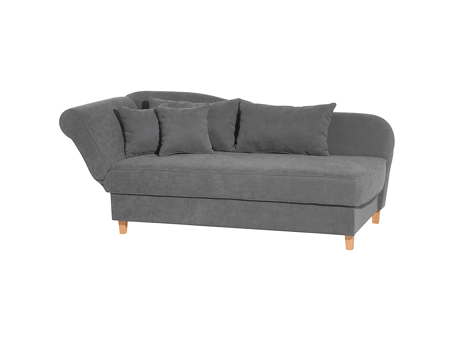 Recamiere mit Armteil links klappbar - Velourstoff - anthrazit - Selma