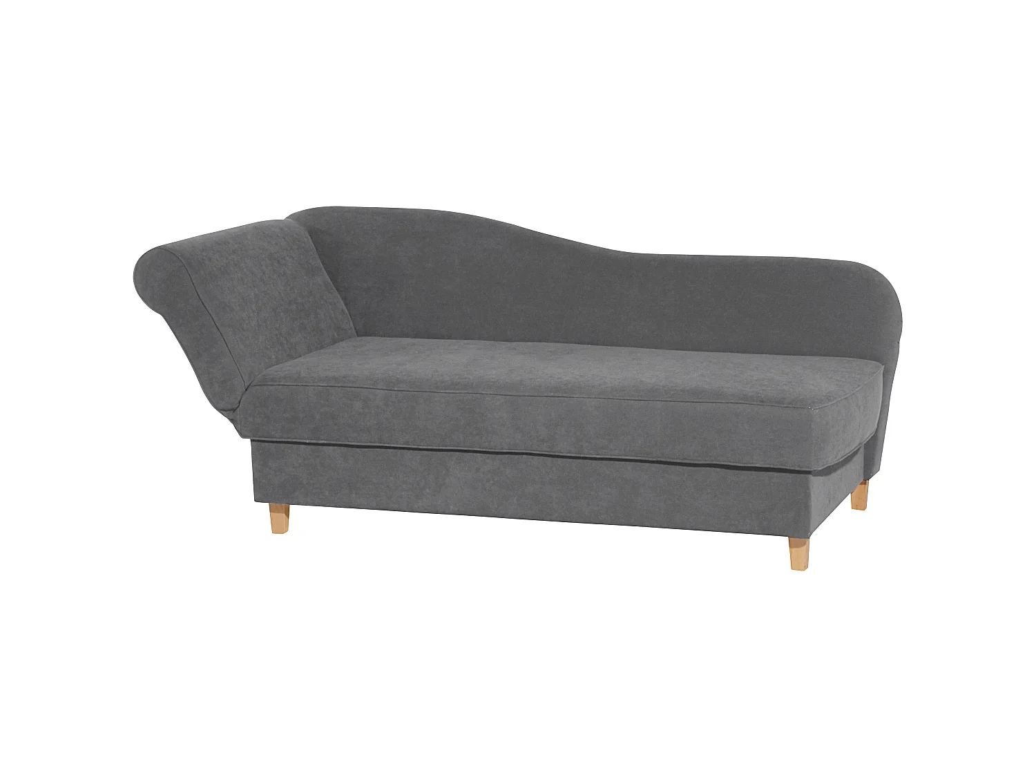 Recamiere mit Armteil links klappbar - Velourstoff - anthrazit - Selma