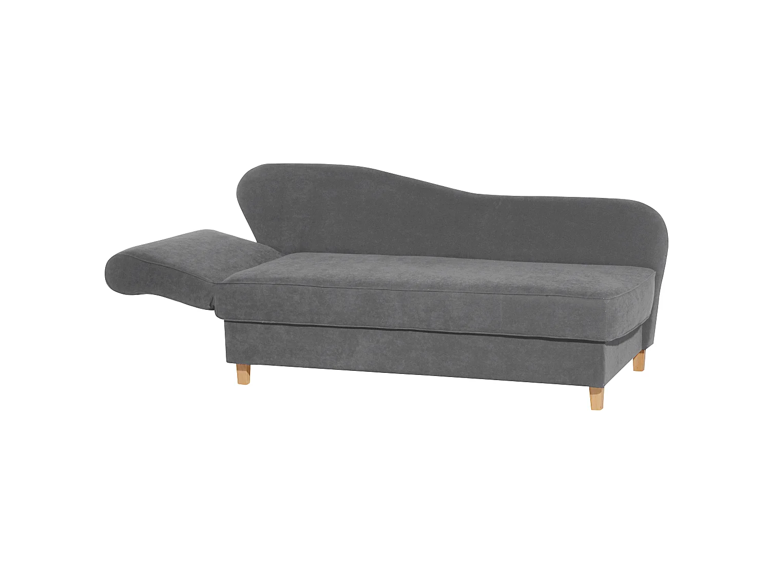 Recamiere mit Armteil links klappbar - Velourstoff - anthrazit - Selma