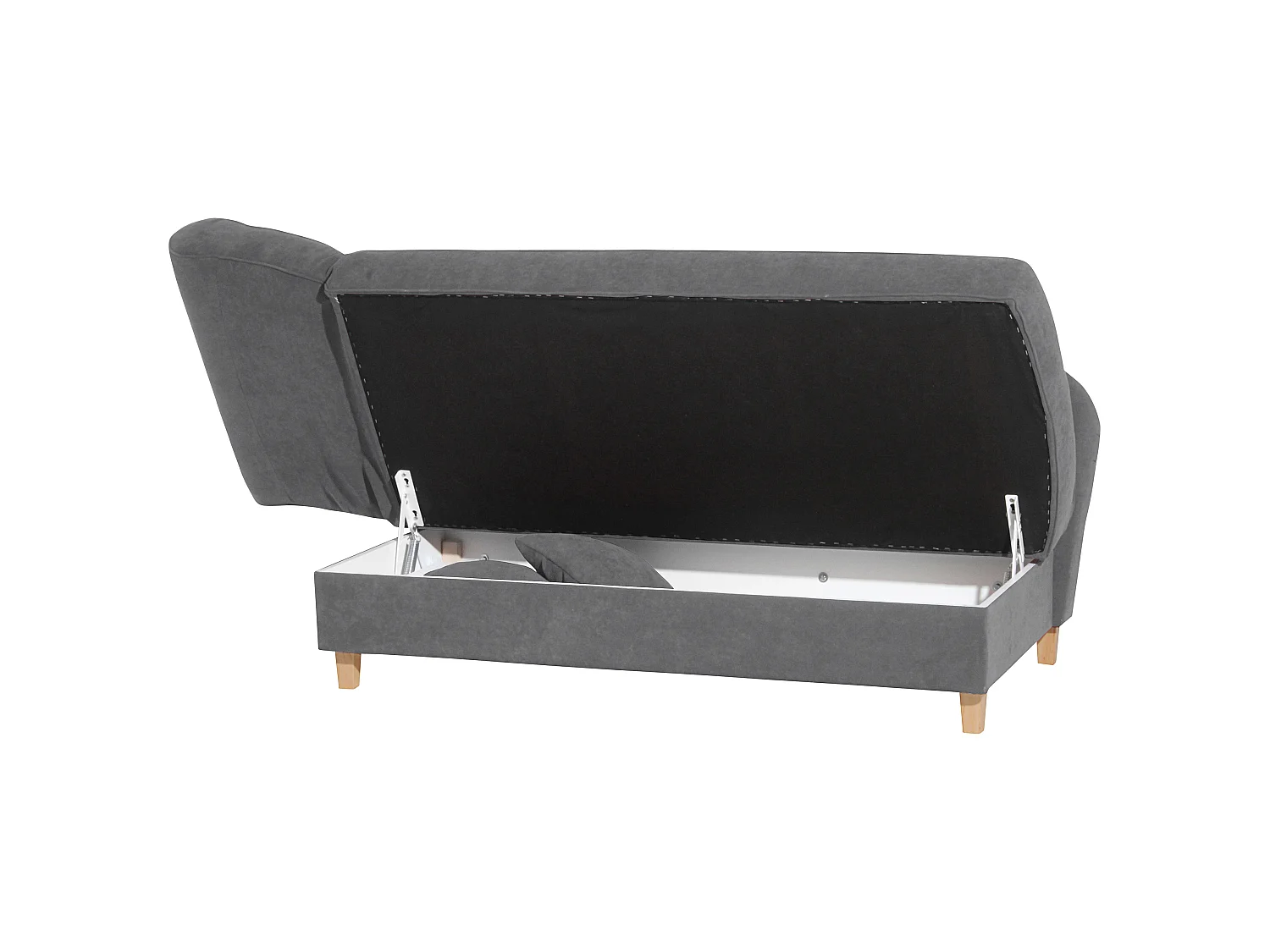 Recamiere mit Armteil links klappbar - Velourstoff - anthrazit - Selma