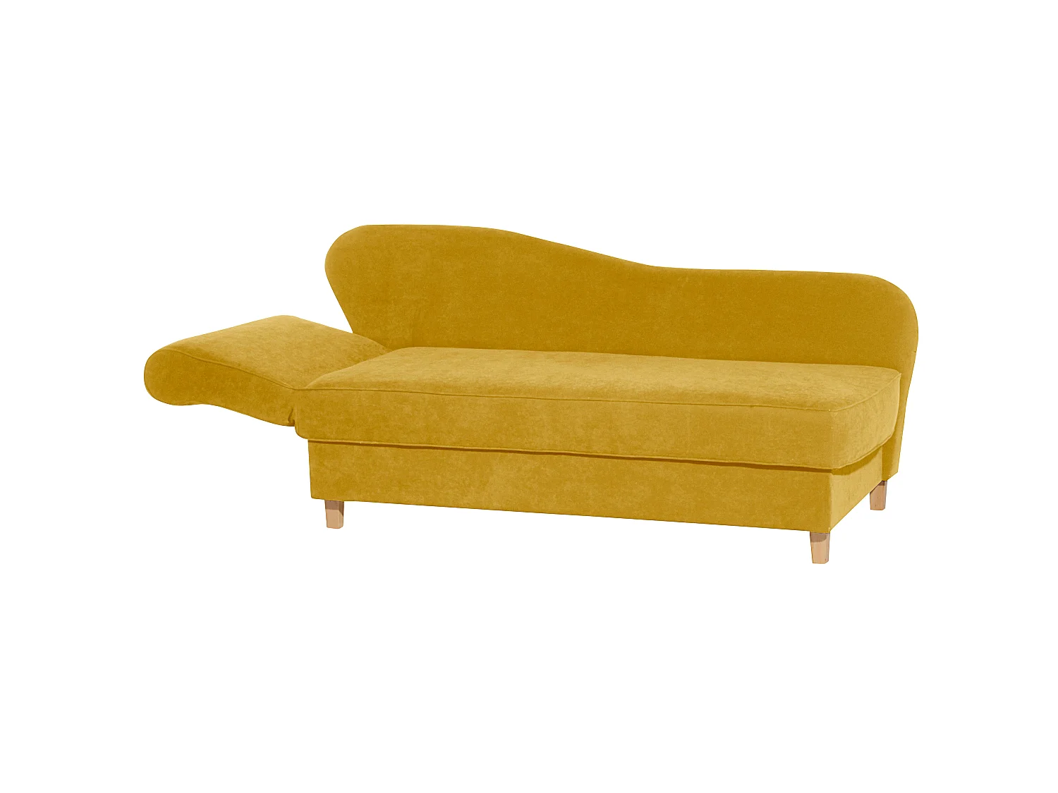 Recamiere mit Armteil links klappbar - Velourstoff - mais - Selma