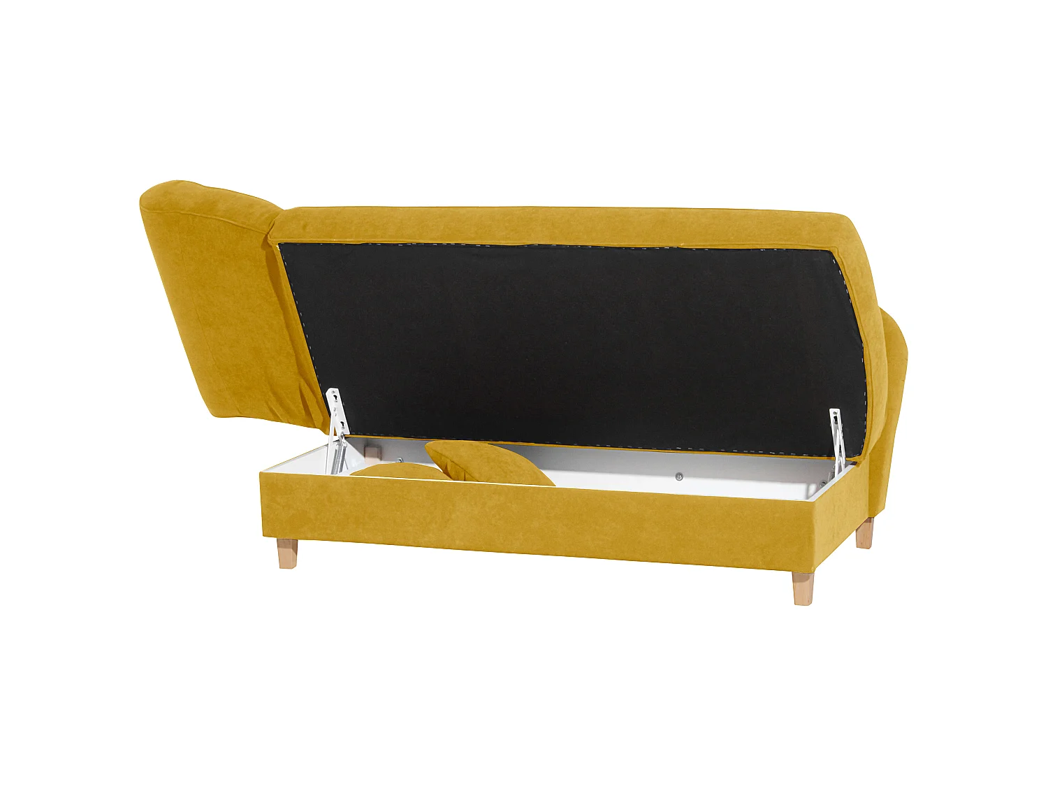 Recamiere mit Armteil links klappbar - Velourstoff - mais - Selma