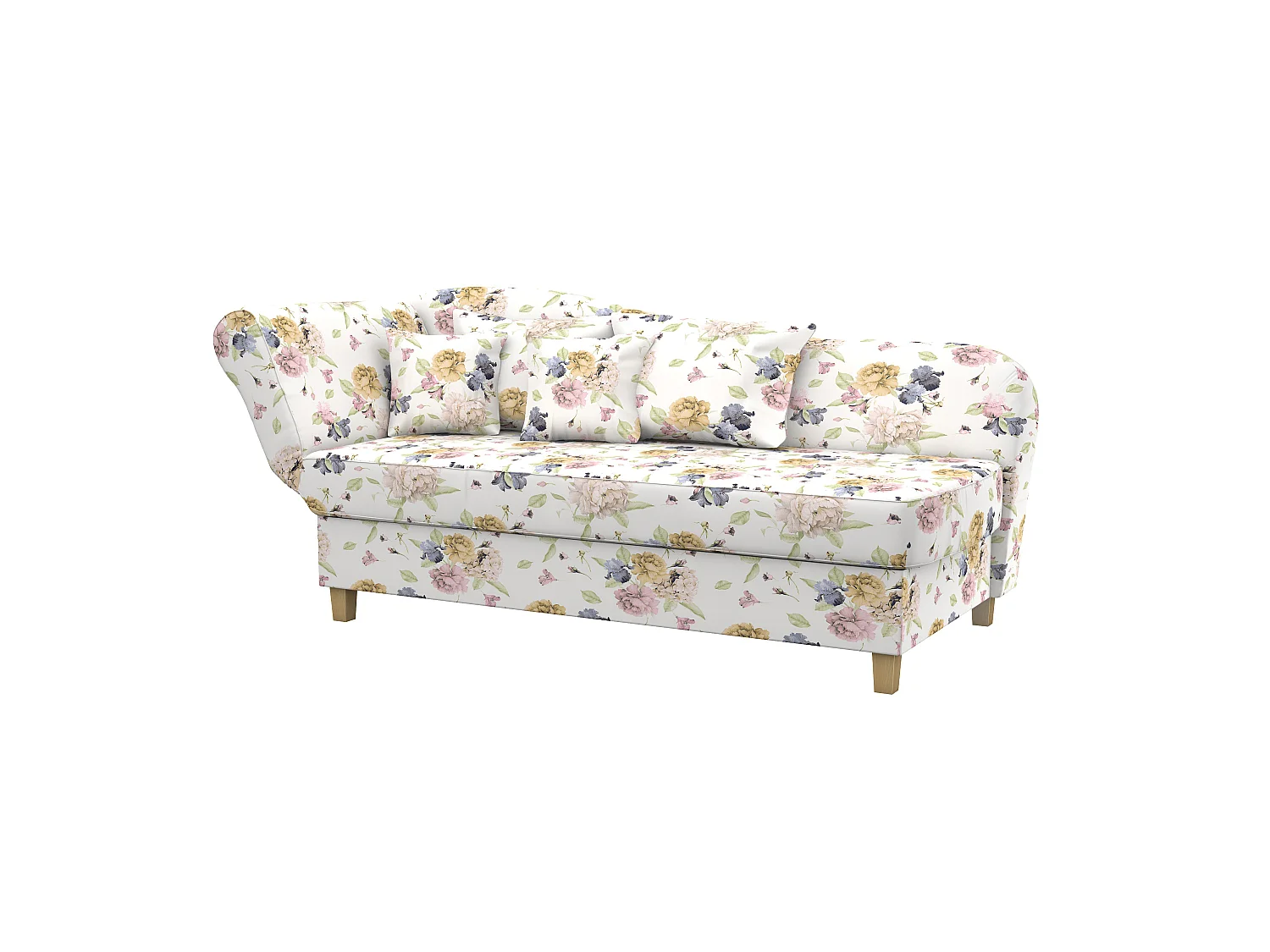 Recamiere mit Armteil links klappbar - Flachgewebe - beige - Selma