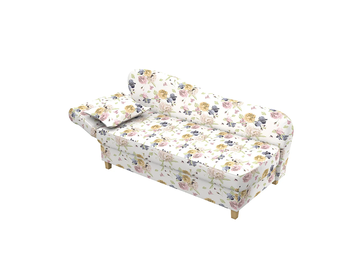 Recamiere mit Armteil links klappbar - Flachgewebe - beige - Selma