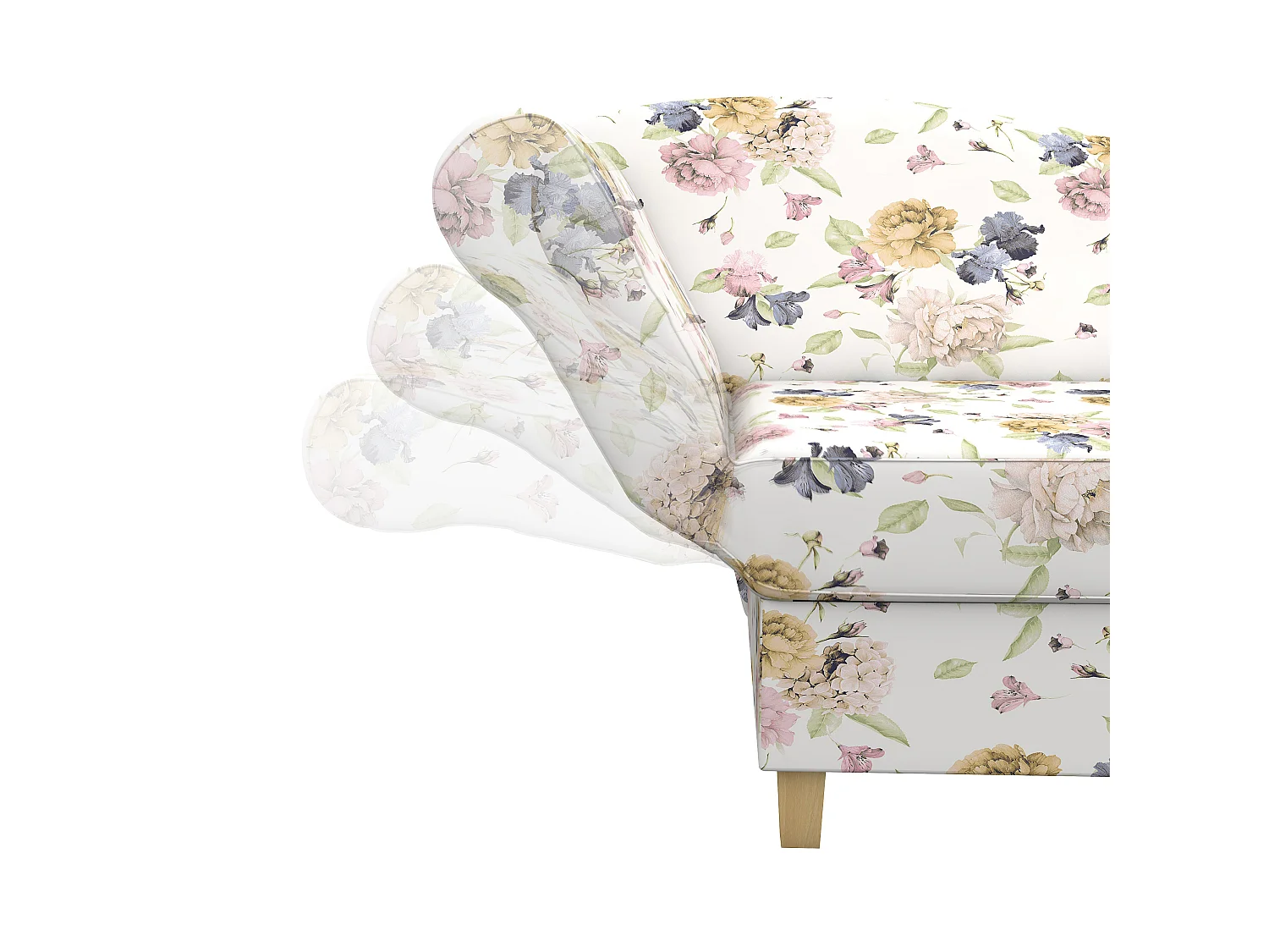 Recamiere mit Armteil links klappbar - Flachgewebe - beige - Selma