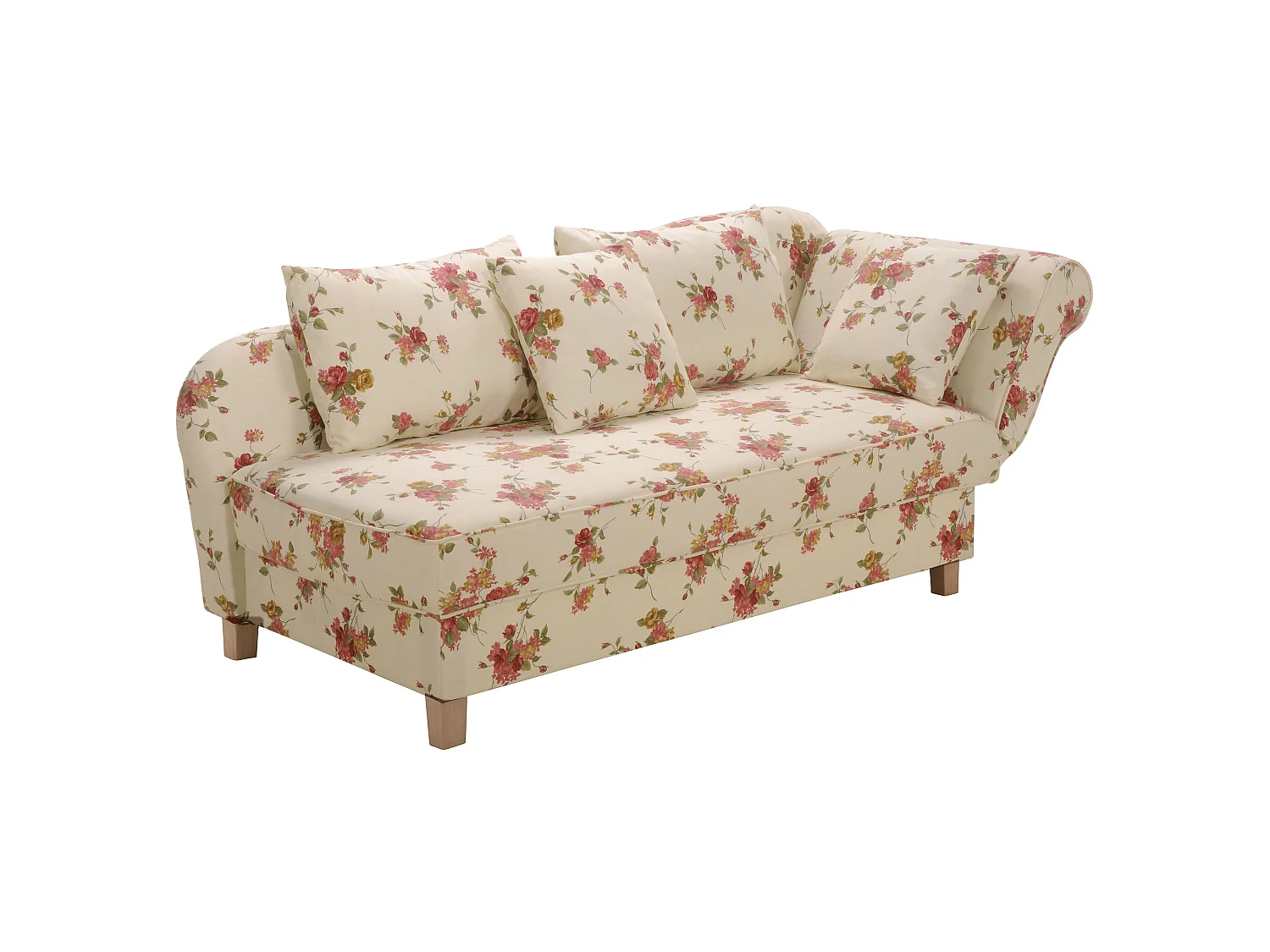 Recamiere mit Armteil rechts klappbar - Flachgewebe - beige - Selma