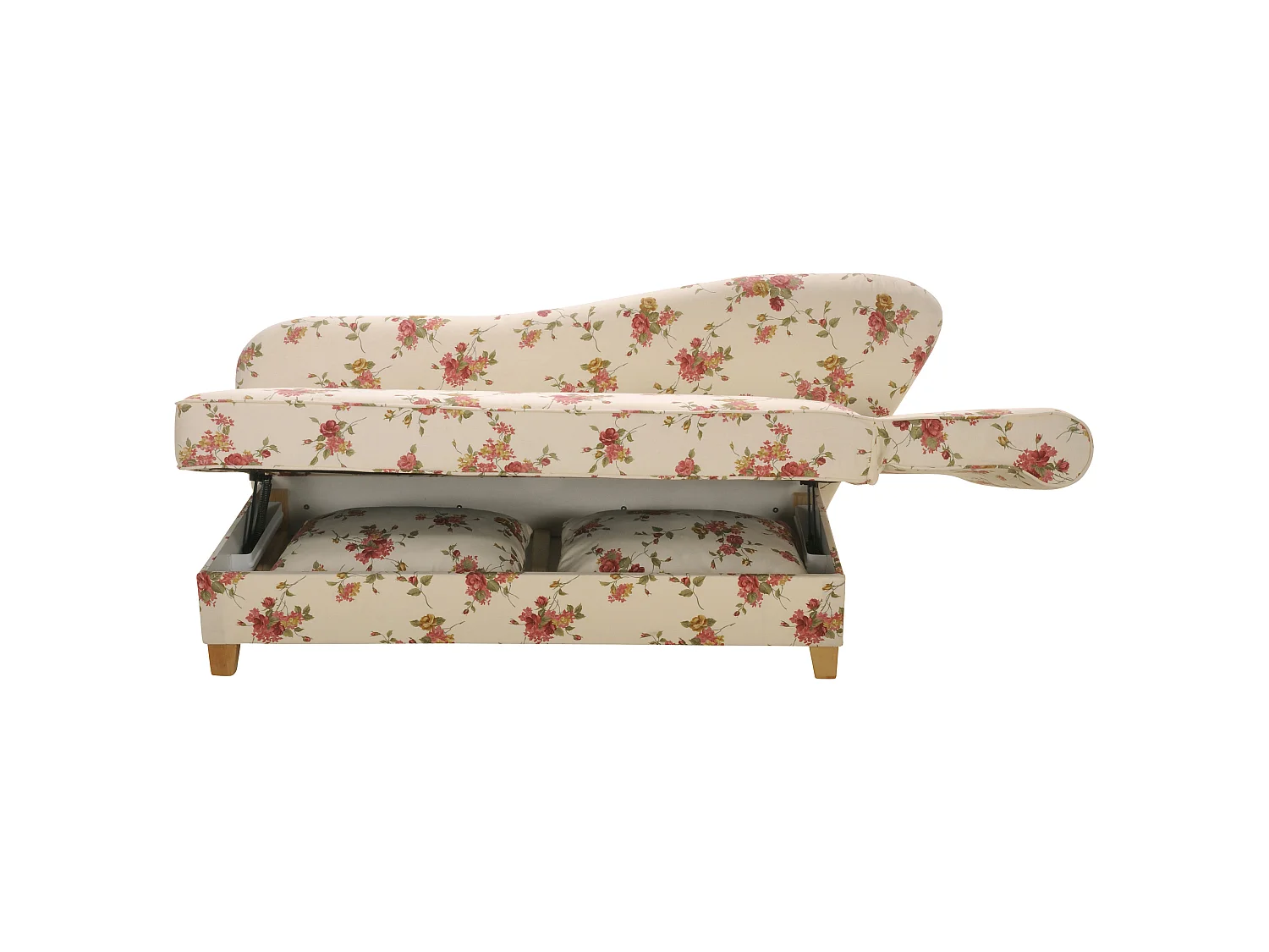 Recamiere mit Armteil rechts klappbar - Flachgewebe - beige - Selma