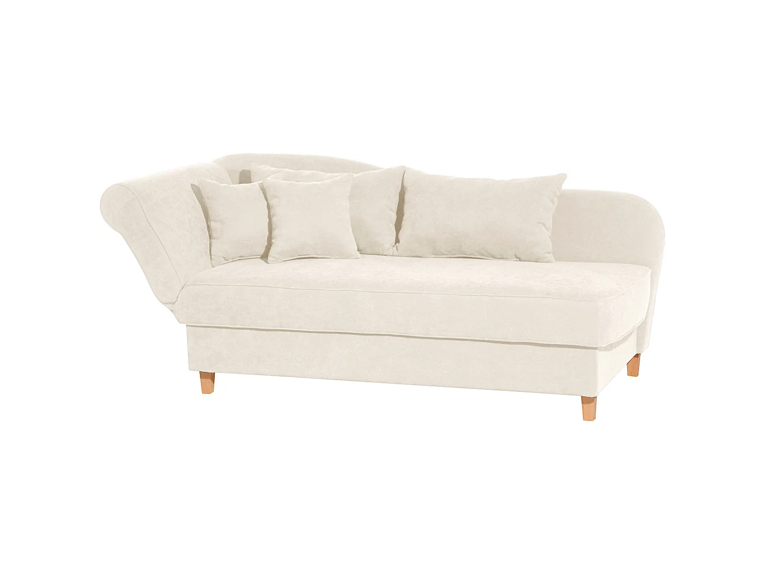 Recamiere mit Armteil links klappbar - Velourstoff - creme - Selma