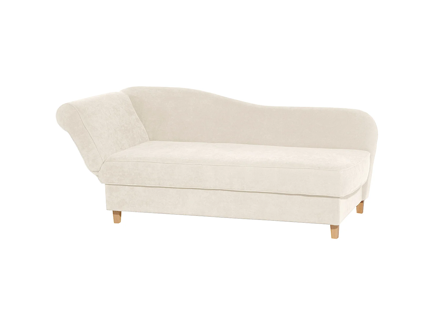Recamiere mit Armteil links klappbar - Velourstoff - creme - Selma