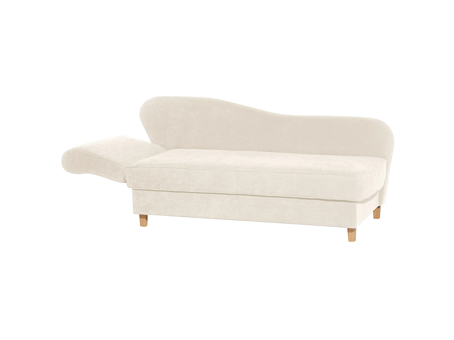 Recamiere mit Armteil links klappbar - Velourstoff - creme - Selma