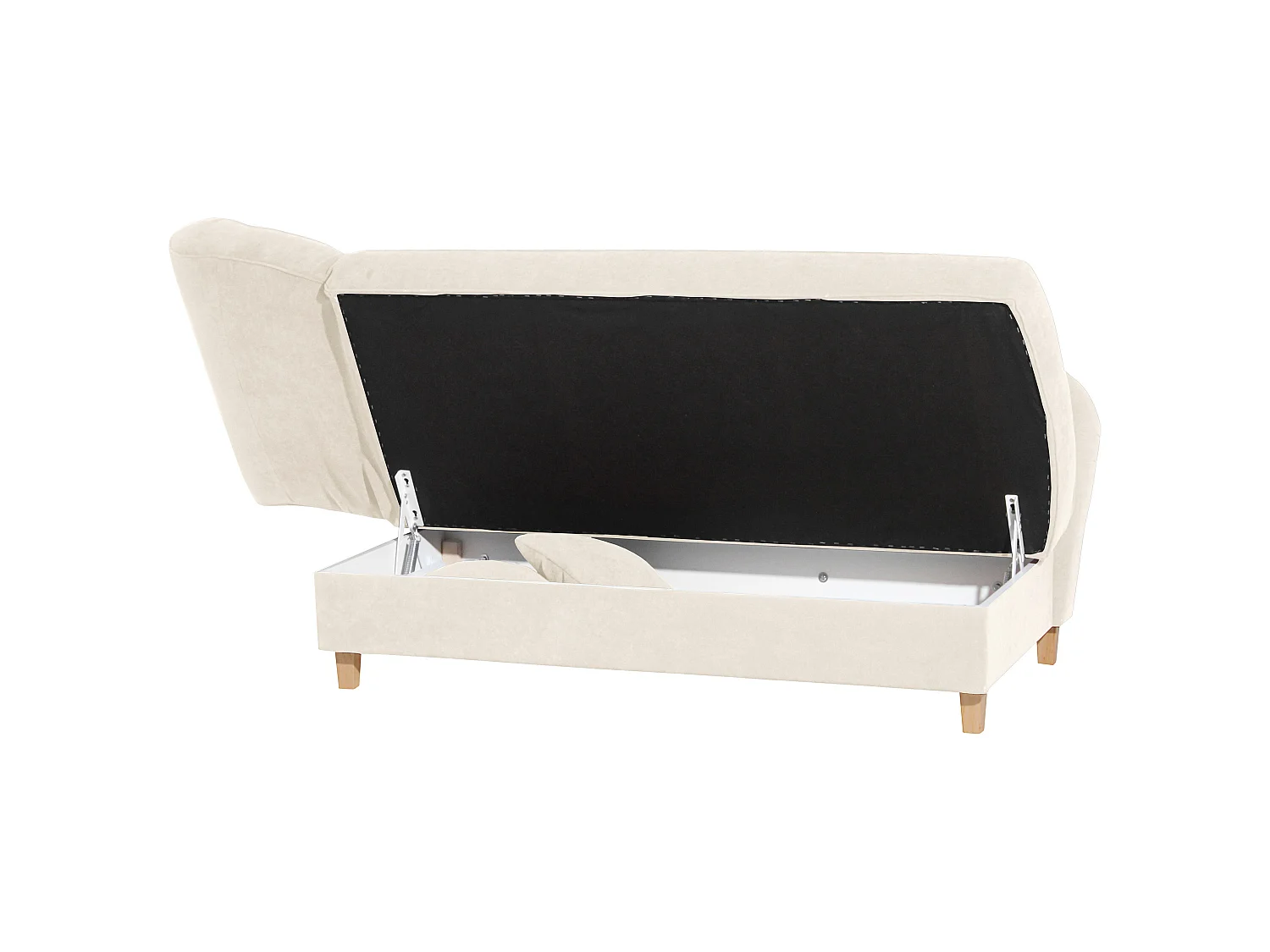 Recamiere mit Armteil links klappbar - Velourstoff - creme - Selma