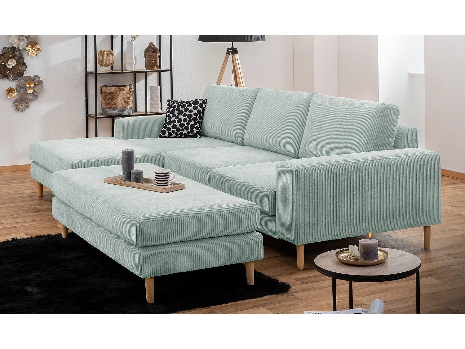 Hocker - Cordstoff - silber - Florian