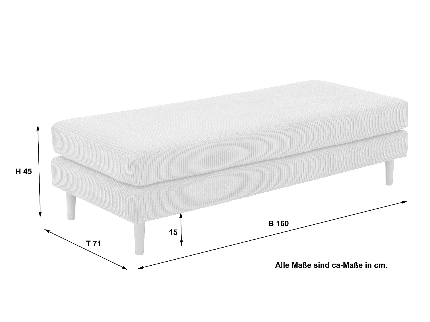 Hocker - Cordstoff - silber - Florian