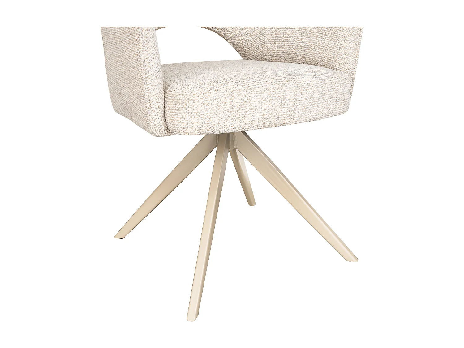 Lot de 6 chaises pivotantes avec accoudoirs en tissu tweed et métal beige - Crème - KONYA