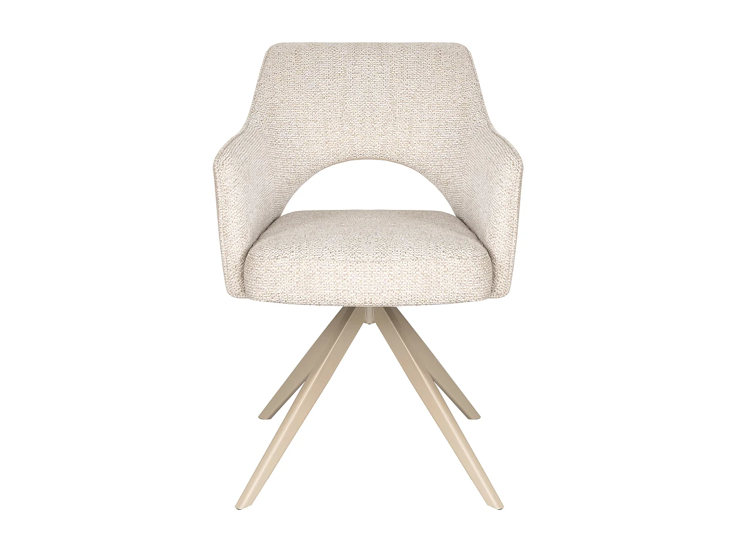 Lot de 6 chaises pivotantes avec accoudoirs en tissu tweed et métal beige - Crème - KONYA