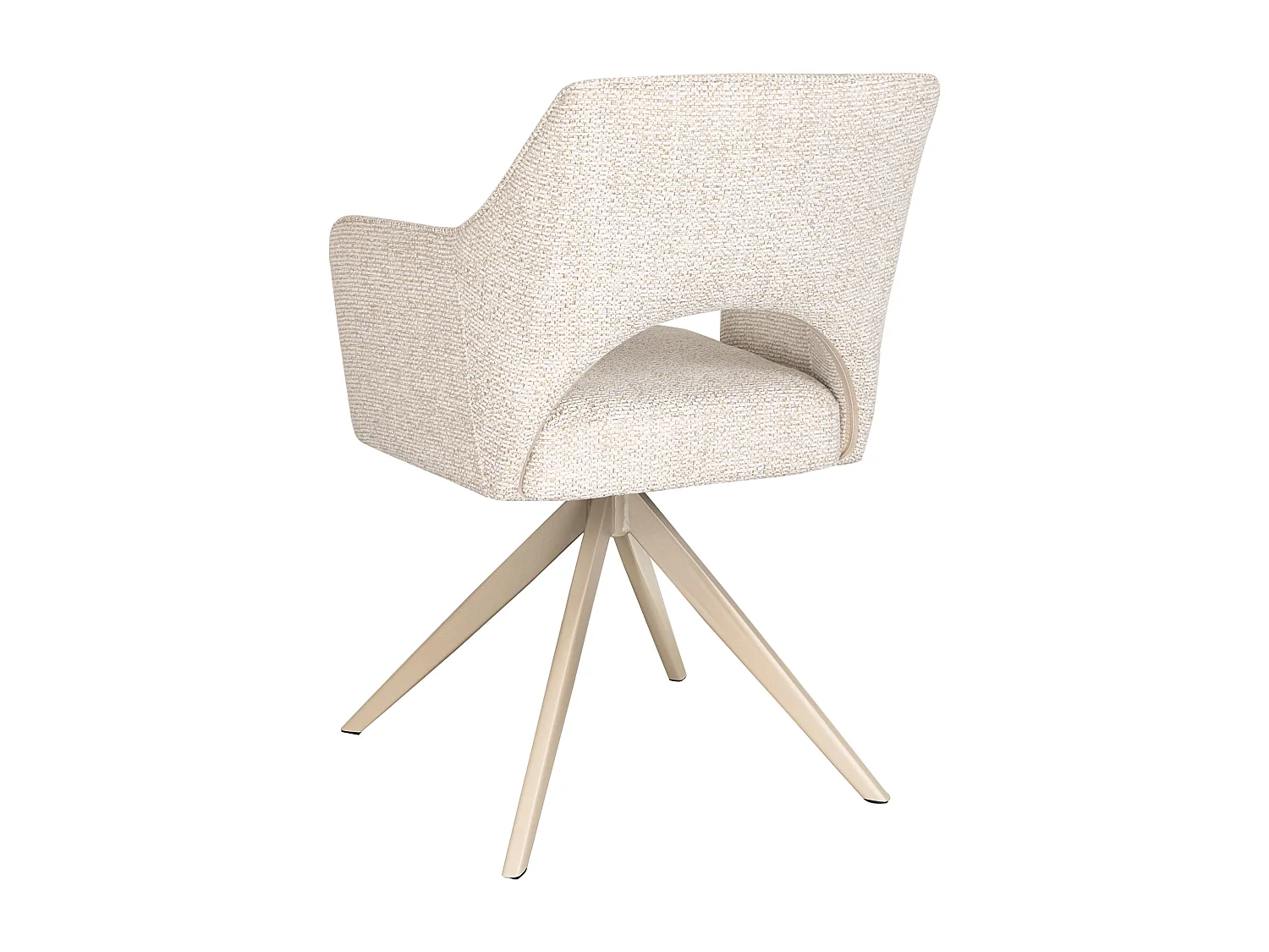 Lot de 6 chaises pivotantes avec accoudoirs en tissu tweed et métal beige - Crème - KONYA