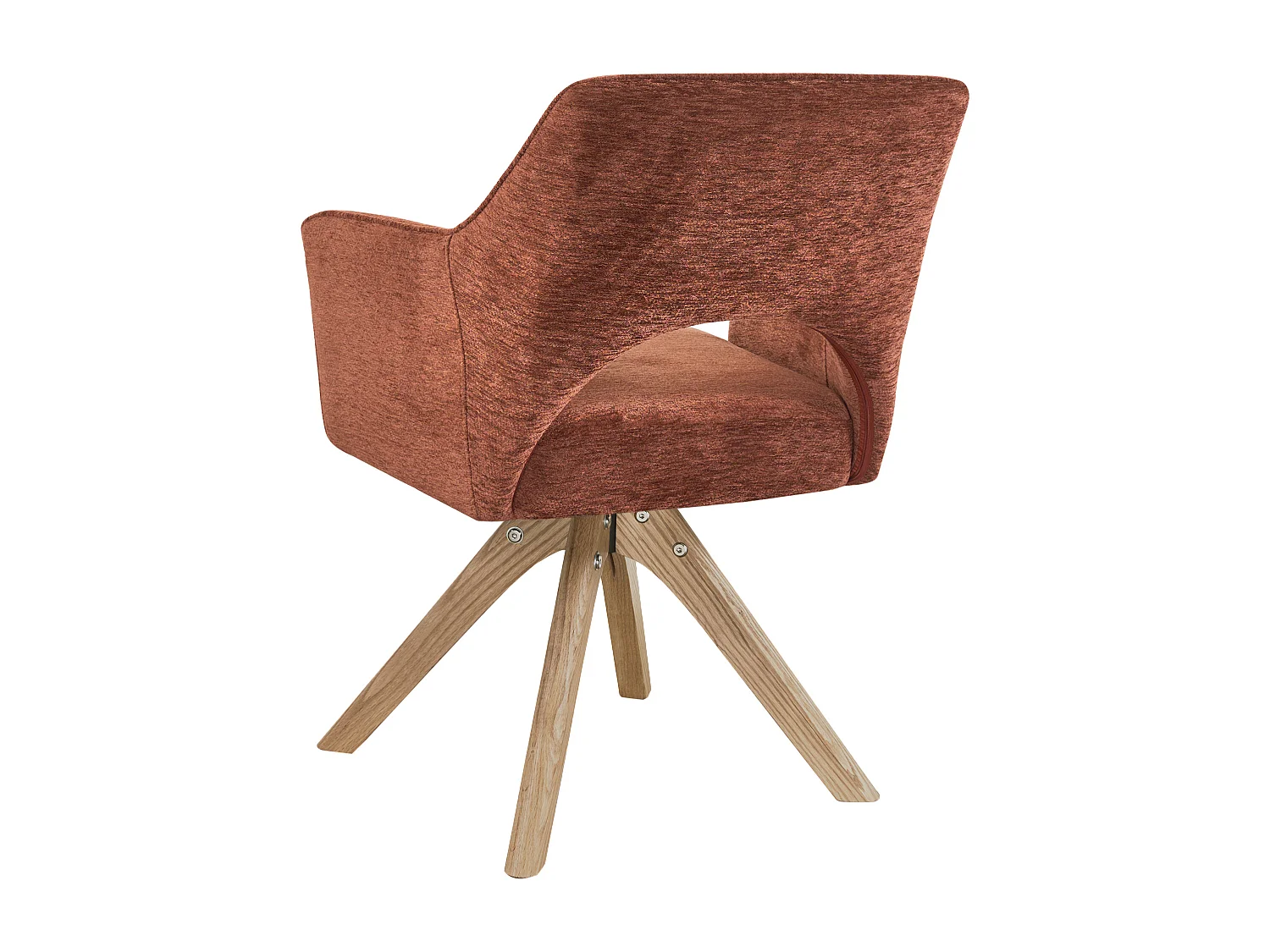 Lot de 6 chaises pivotantes avec accoudoirs en tissu texturé et bois de chêne - Terracotta - KONYA