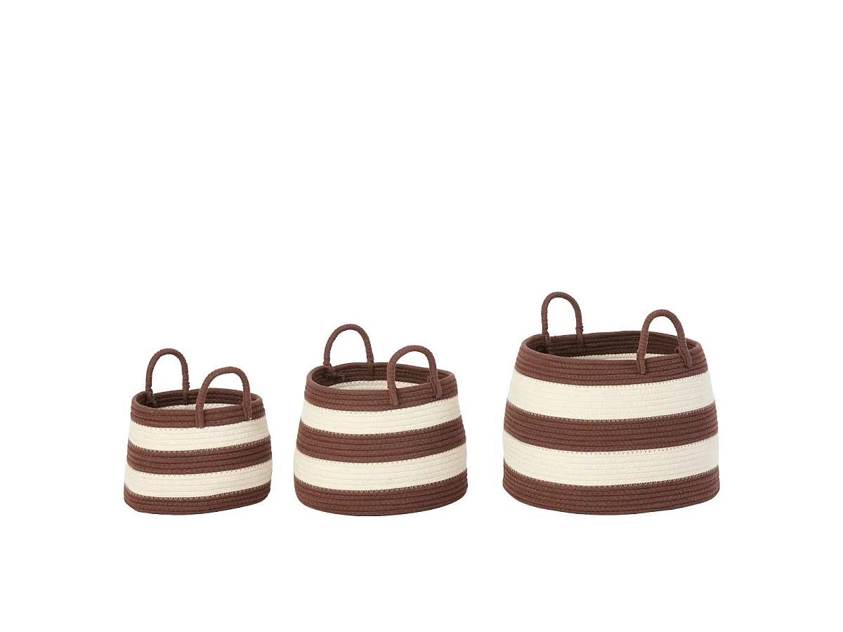 Lot de 3 Paniers à Rayures "Refugio" 38cm Marron