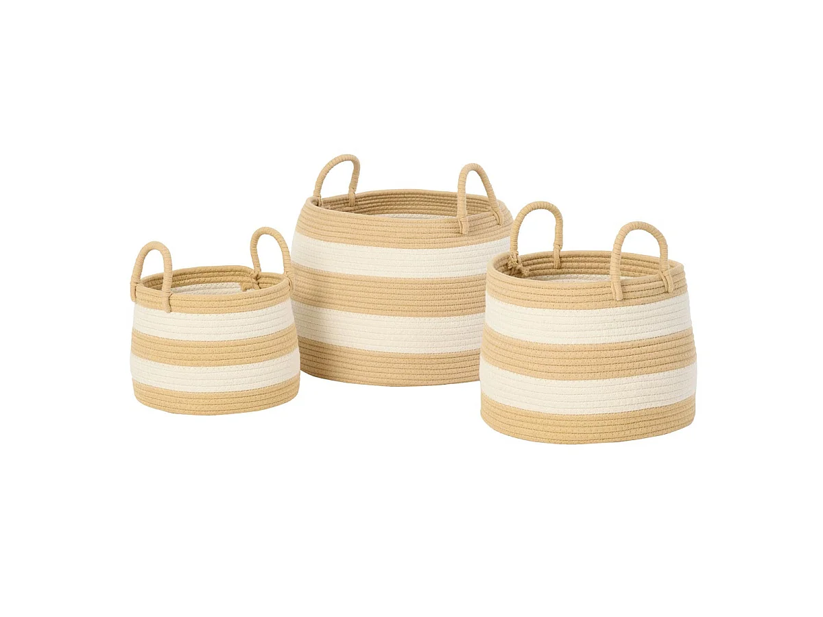 Lot de 3 Paniers à Rayures "Refugio" 38cm Naturel