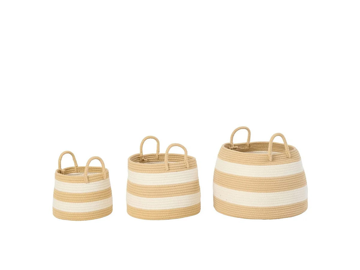 Lot de 3 Paniers à Rayures "Refugio" 38cm Naturel