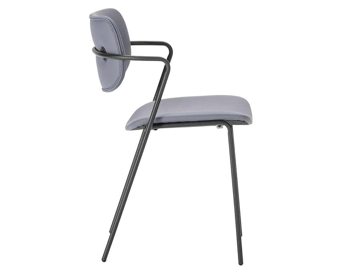 Lot de 2 chaises structure métal noir assise et dossier en PU gris bleuté - AKIMA