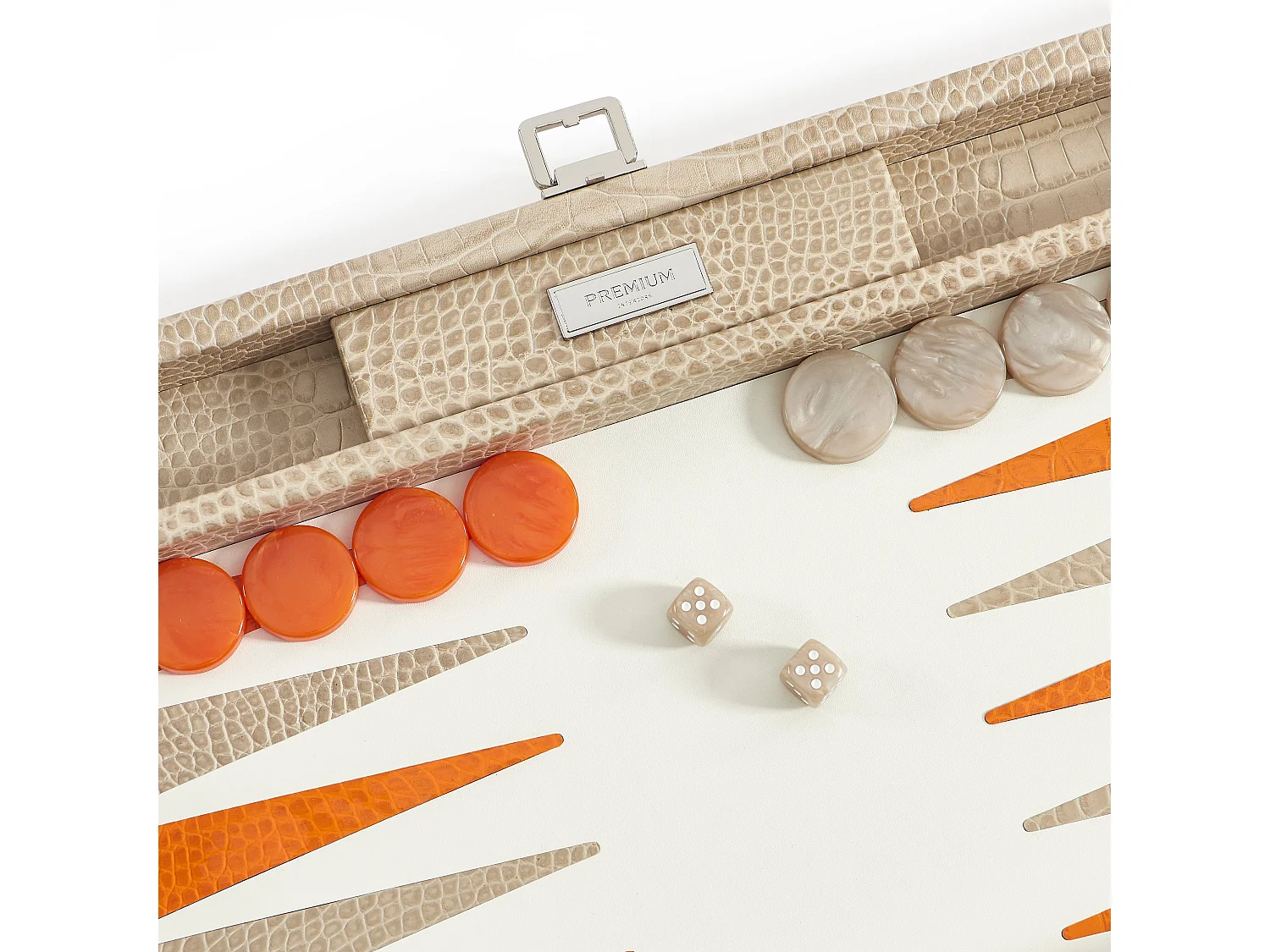 Backgammon - Large BACKGAMMON en cuir beige sable